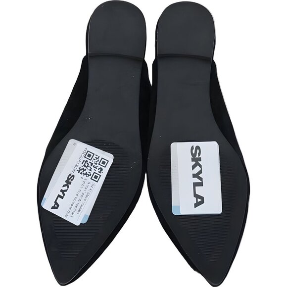 Steve Madden Almah Black Pointy Toe Chain Slip On Mules Women Size 4 - Picture 6 of 6